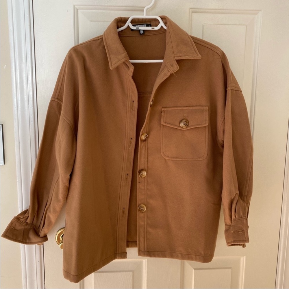 Camel coloured button up shacket